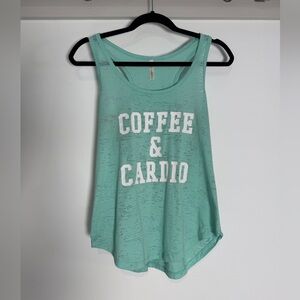 Coffee & Cardio Mint Green Women's Racerback Tank Top Size Medium